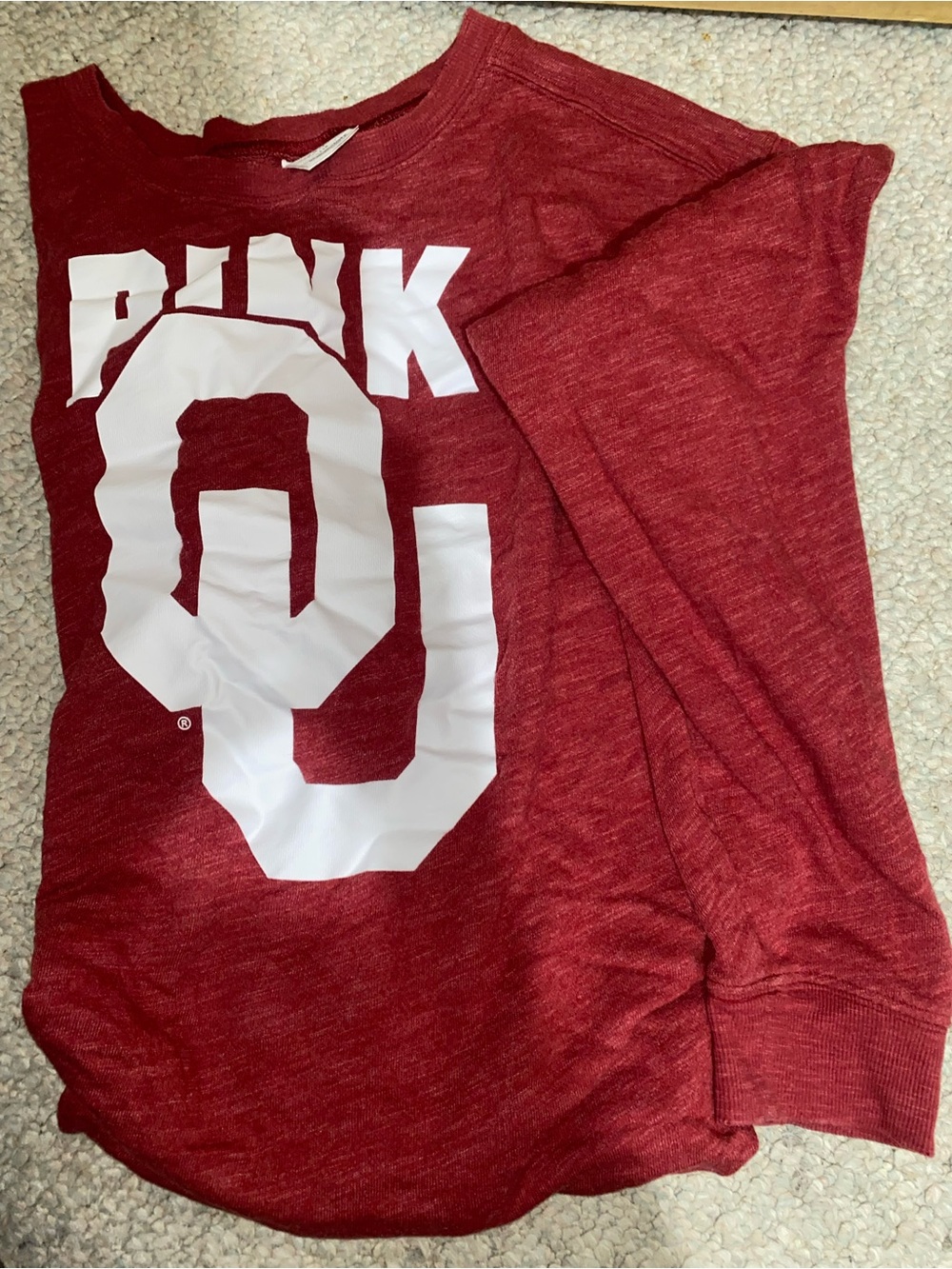 PINK Victoria's Secret Heathered Red Crewneck Pullover with White Logo